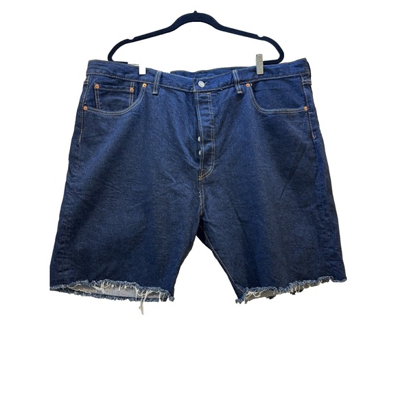 NWT Levi's 501 Men's Classic Fit Blue Denim Shorts with Frayed Hem Size 44 - Picture 2 of 14